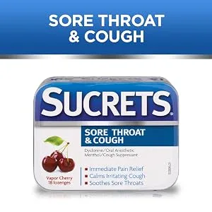 Sucrets Sore Throat, Cough & Dry Mouth Lozenges, Honey Lemon, 18 Count, Pack of 3 - Sucrets