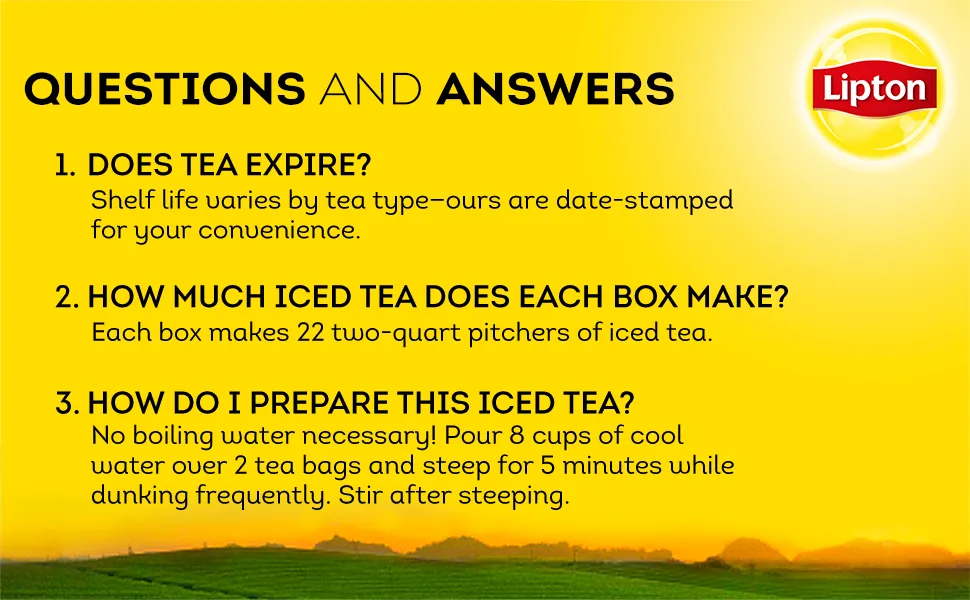 Lipton Cold Brew Family Black Iced Tea Unsweetened Decaffeinated Tea Bags, 22 Count (Pack of 3) - Questions & Answers
