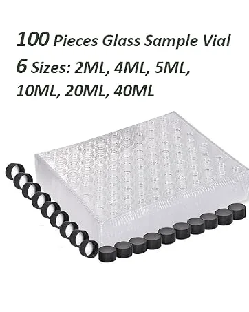 ESHATO 3ML Disposable Plastic Transfer Pipettes Calibrated Dropper Suitable for Science Laboratory DIY Art (100 Pieces) - 100 Pieces Glass Sample Vial