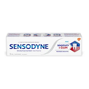 Sensodyne Sensitivity and Gum Whitening Toothpaste Strengthens Protects and Whitens Sensitive Teeth 75 mL (Packaging May Vary) Regular - Sensodyne Sensitivity and Gum