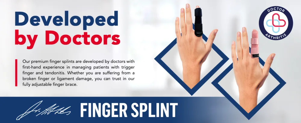 Doctor Developed Finger Splint & Handbook - Trigger Finger Arthritis RSI - Fits Ring Index Pinky & Middle - 2 sizes (Black S/M) Finger Splint - Black S/M - finger splint