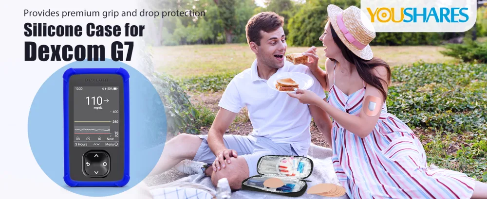 YOUSHARES Dexcom G7 Receiver Case - Shockproof Anti-Scratch Anti-Slip Cover for Dexcom G7 Glucose Monitor (Blue) Blue Case - dexcom g7 receiver cover case device