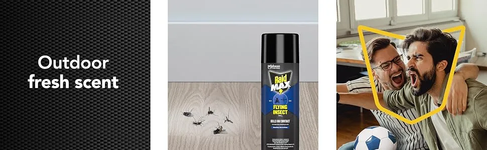 Raid MAX Flying Insect Killer and Mosquito Repellent Insect Killer Spray for Indoor and Outdoor Use Kills Bugs on Contact 500g Can - raid max flying insect