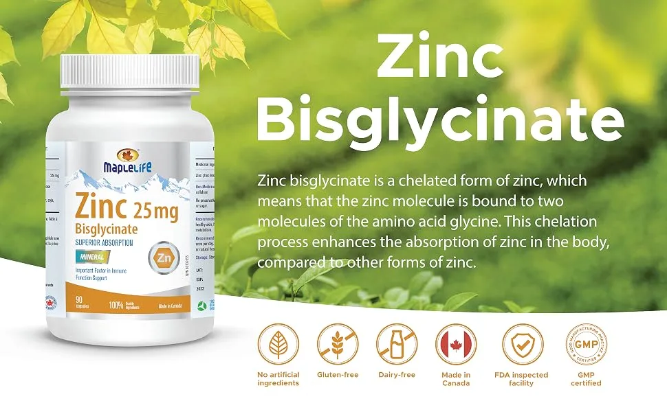 Maplelife Nutrition Zinc Bisglycinate 90 Capsules - product information 20