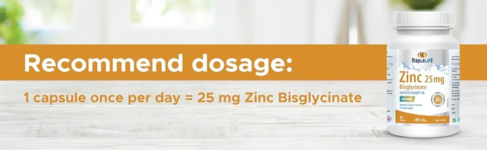 Maplelife Nutrition Zinc Bisglycinate 90 Capsules - product information 25
