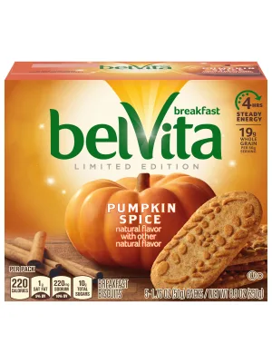 belVita Pumpkin Spice Breakfast Biscuits, 1 Box of 5 Packs (4 Biscuits Per Pack) PUMPKIN 1.76 Ounce (Pack of 5) - image