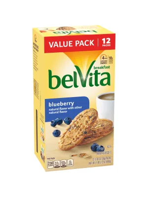 belVita Blueberry Breakfast Biscuits, 12 Packs (4 Biscuits Per Pack) - image