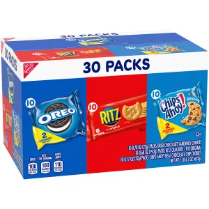 Nabisco Cookies & Cracker Variety Pack, OREO, RITZ & CHIPS AHOY!, 30 Snack Packs - image