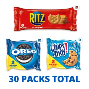 Nabisco Cookies & Cracker Variety Pack, OREO, RITZ & CHIPS AHOY!, 30 Snack Packs - image