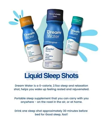 Dream Water Immunity Support Sleep Aid Drink Supplement - Sleepy Citrus - 12 Pack 2.5 oz Each - Dreamwater