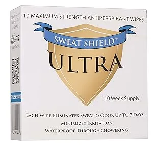 Sweat Shield Ultra Antiperspirant - Clinical Strength - Reduce Sweat Up To 7-Days Per Use (Pack of 10) - sweatblock prescription off hyperhidrosis treatment scalp aluminum chloride armpit underboob proof