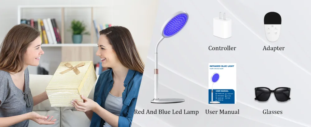 Red and Blue Light Lamp 850&660&415 3-IN-1 Chips Desgin 100LEDs Infrare Light Lamp Device for Home/Office Height Adjustable & Angle Adjustable & Timer - LED Light Lamp
