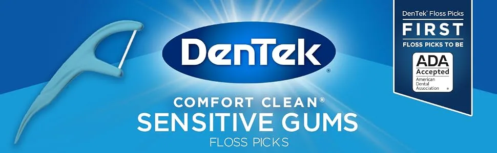 DenTek Comfort Clean Sensitive Gums Floss Picks, 75 Count (pack of 6) - Dentek Comfort Clean Floss Picks