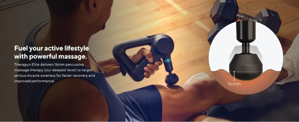 Theragun Elite - Handheld Electric Massage Gun - Bluetooth Enabled Percussion Therapy Device for Athletes - Powerful Deep Tissue Muscle Massager with QuietForce Technology - (Black - 5th Generation) - physical therapy equipment back pain relief lower back pain relief leg massager for circulation and
