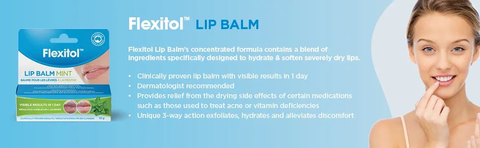 Flexitol Lip Balm - Mint - Best Balm for Dry and Chapped Lips - flexitol mint balm