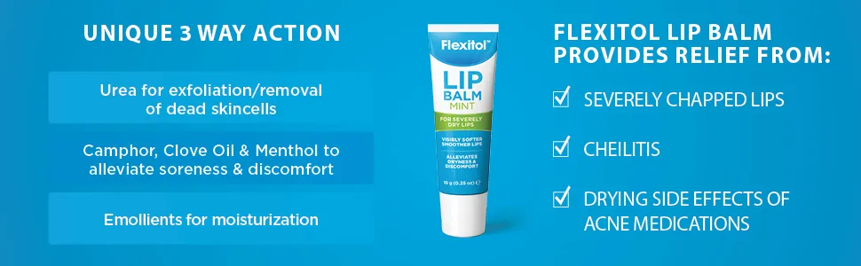 Flexitol Lip Balm - Mint - Best Balm for Dry and Chapped Lips - flexitol mint lip balm