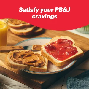Jif Squeeze Creamy Peanut Butter Smooth & Creamy Texture Portable Squeeze Pack 375g Pouch Squeeze 375 g (Pack of 1) - PB & J Sandwich