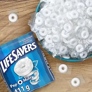 LIFE SAVERS Pep O Mint Individually Wrapped Candy Mints Sharing Bag 411g Peppermint 411 g (Pack of 1) - lifesavers