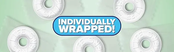 LIFE SAVERS Pep O Mint Individually Wrapped Candy Mints Sharing Bag 411g Peppermint 411 g (Pack of 1) - lifesavers