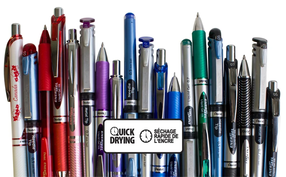 Pentel EnerGel Retractable Liquid Gel Rollerball Pens (0.5mm Fine Point) - 2 Black Ink | 2 Blue Ink - product information 2