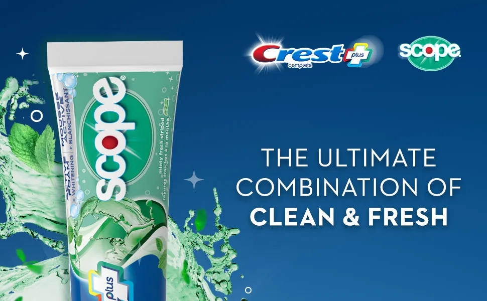 Crest Complete Whitening Toothpaste Plus Scope Minty Fresh 360 mL (Pack Of 3) Toothpaste Scope (Pack of 3) - Crest plus Scope - The Ultimate combination of clean & fresh