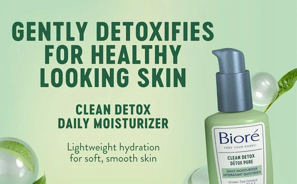 Biore Clean Detox Moisturizer for Normal to Combination Skin 100mL Moisturizer 100 ml (Pack of 1) - Clean Detox