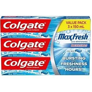 Colgate Total Whitening Toothpaste 120 mL 3 Pack + Colgate MaxFresh Whitening Fluoride Gel Toothpaste Cool Mint 150 Milliliters 3 Count w/ Cool Mint 150 Milliliters - product information 4
