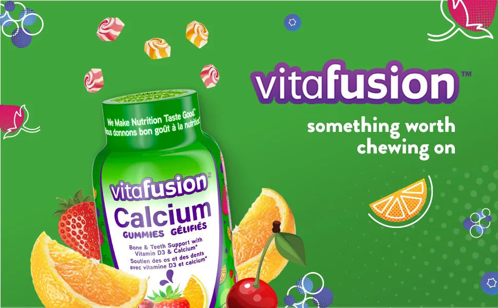 Vitafusion Calcium + Power C Adult Vitamin Gummies Bundle | Bone & Immune Support 250 Count (3-Month Supply) Gummies + Power C Adult Vitamin Gummies - product information 1