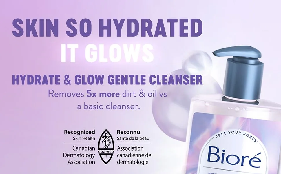 Bior Hydrate & Glow Gentle Face Cleanser Duo Dermatologist Tested Cruelty Free Hydrating Cleanser (Pack of 2) - Hydrate & Glow