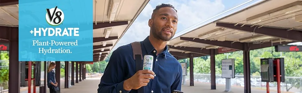 V8 +Hydrate Plant-Based Hydrating Beverage, Strawberry Cucumber, 8 oz. Can, 6 Count (Pack of 4) - V8 Hydrate drink