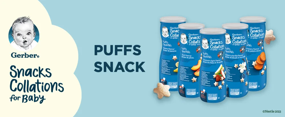GERBER PUFFS Peach Baby Snacks Cereal Snack 8+ months 42 g 6 Pack - Main Puff Snack