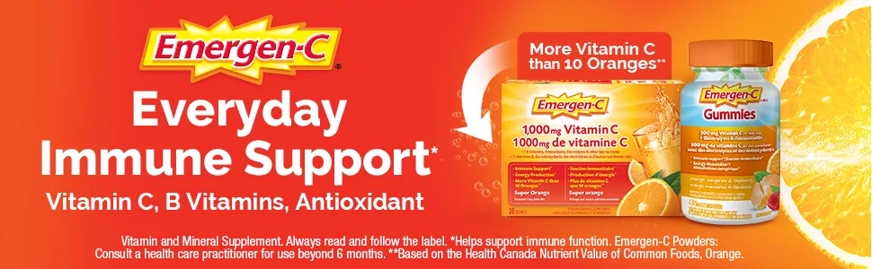 Emergen-C Immune Support Fizzy Drink Mix + Emergen-C Immune+ Vitamin C Supplement (Raspberry) Acai Berry + Rasberry 24 Packets 30 count (Pack of 1) - product information 1