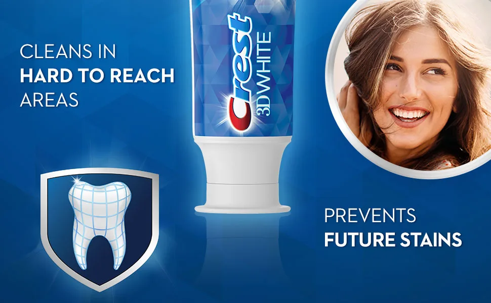 Crest 3D White Whitening Toothpaste Arctic Fresh 65 mL (Pack Of 4) - Crest 3D White Arctic Fresh toothpaste cleans hard to reach areas & prevents future stains