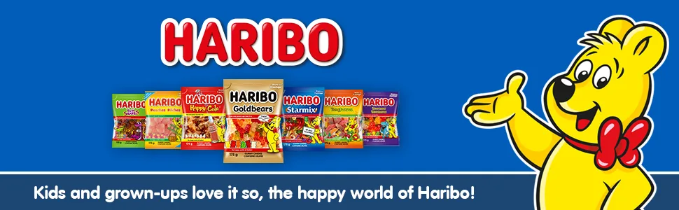 Haribo Happy Cola Gummy Candy Multipack No Artificial Colours - Pack of 18 Mini Bags (60g) Mixed-Fruit 18 Count (Pack of 1) - HARIBO