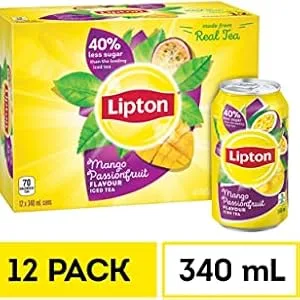 Lipton Peach Iced Tea 340 ml Cans 12 Pack - Lipton, Lipton Iced Tea, Mango Passionfruit