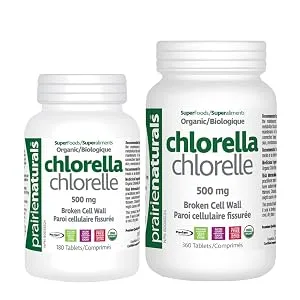 Prairie Naturals Organic Chlorella Broken Cell Wall Tablets - 360 Count 360 count (Pack of 1) - Prairie Naturals Chlorella Broken Cell Wall 180/360 Tablets