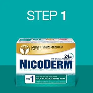 Nicoderm Step 2 Clear Patches Quit Smoking and Smoking Cessation Aid 14 mg of Nicotine/Day 7 Count Step 2 7 Patches - NICODERM Patch - 21 mg of nicotine