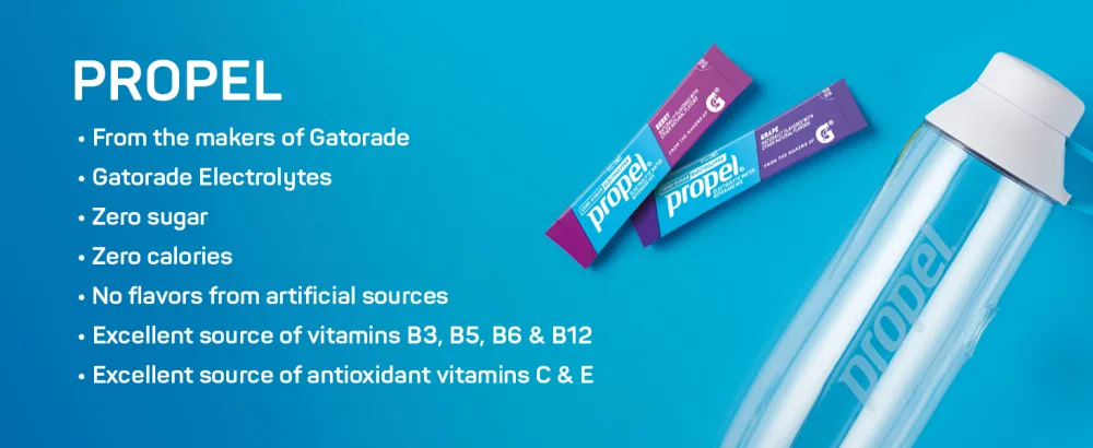 Propel Powder Packets Grape with Electrolytes Vitamins and No Sugar, 50 Count, 10 Count (Pack of 5) Grape 10 Count (Pack of 5) - propel