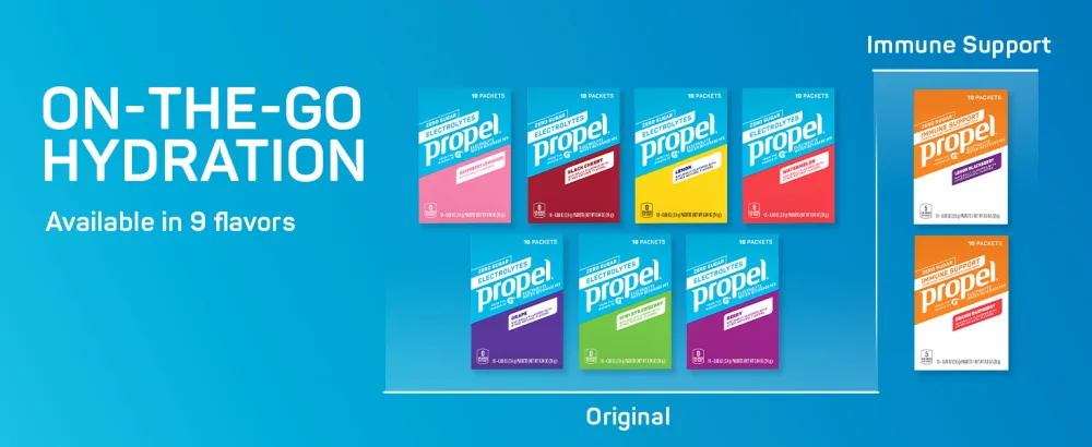 Propel Powder Packets Grape with Electrolytes Vitamins and No Sugar, 50 Count, 10 Count (Pack of 5) Grape 10 Count (Pack of 5) - propel