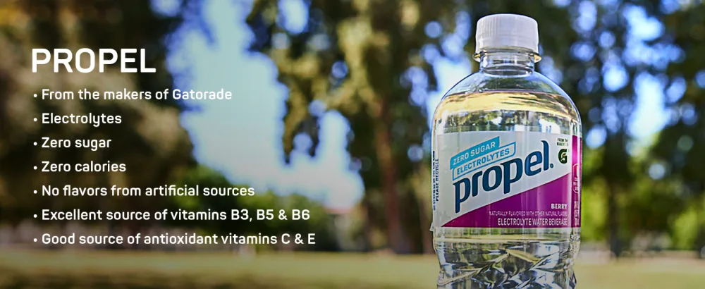Propel, Black Cherry, Zero Calorie Water Beverage with Electrolytes & Vitamins C&E, 24 Fl Oz (Pack of 12) - propel