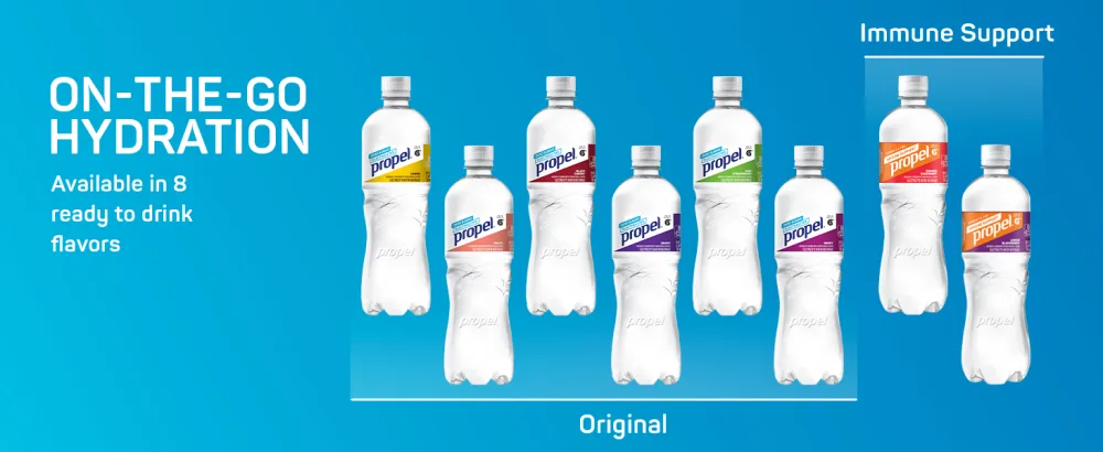 Propel, Black Cherry, Zero Calorie Water Beverage with Electrolytes & Vitamins C&E, 24 Fl Oz (Pack of 12) - propel