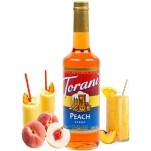 Torani Blue Raspberry Syrup Plastic Bottle 750 ml & Peach Flavor Syrup 750ml Syrup + Peach Syrup - product information 2