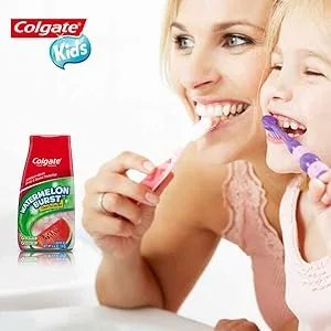 Colgate Anticavity Kids 2-In-1 Toothpaste and Mouthwash With Fluoride for ages 2+ Watermelon Burst Flavour 100 Ml - 4 Pack Amazon Exclusive Watermelon 100 ml (Pack of 4) - Colgate Watermelon Burst