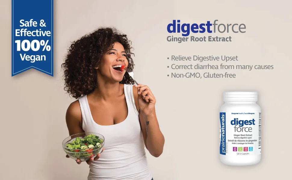 Prairie Naturals Digest force with ginger extract activated charcoal vcaps 120 Count (packaging may vary) Ginger 120 count (Pack of 1) - Digest Force Banner Image