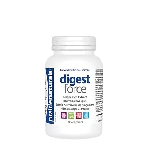 Prairie Naturals Digest force with ginger extract activated charcoal vcaps 120 Count (packaging may vary) Ginger 120 count (Pack of 1) - Prairie Naturals Digest Force 60 V-Capsules