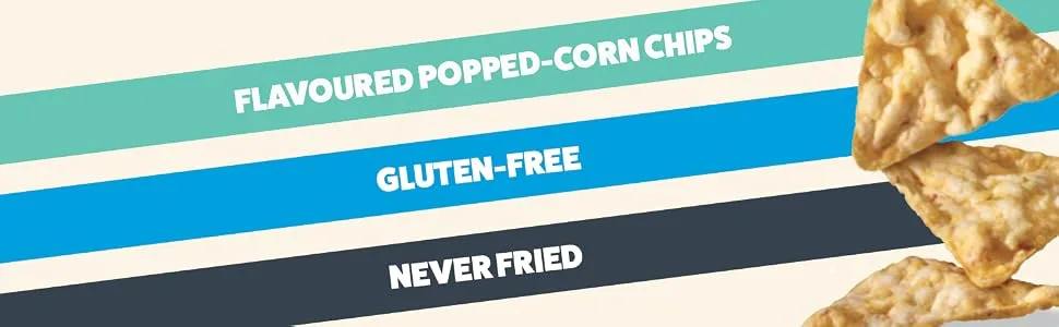 Popcorners Spicy Cheddar Popped-Corn Chips 142g Pack of 8 Spicy Cheddar 142 g (Pack of 8) - infographic