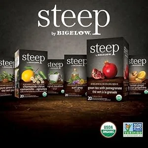 steep by Bigelow Organic English Breakfast Tea 20 Count (Pack of 6) Caffeinated Black Tea 120 Tea Bags Total - steep by Bigelow