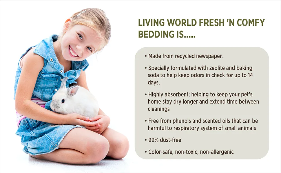 Living World Fresh 'N Comfy Bedding (50L) and Rabbit Veggie Treat Sticks Bundle - product information 2