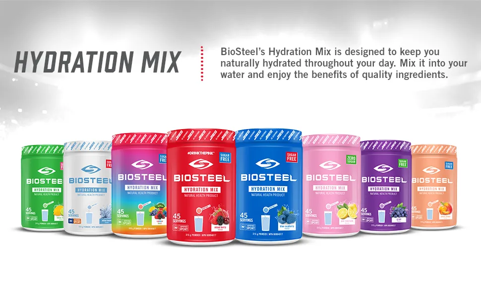 BioSteel Hydration Mix Great Tasting Hydration with Zero Sugar and No Artificial Flavours & BioSteel Hydration Mix Great Tasting Hydration with Zero Sugar 45 Servings (Pack of 1) Hydration Mix+Hydration Mix Peach Mango - product information 1