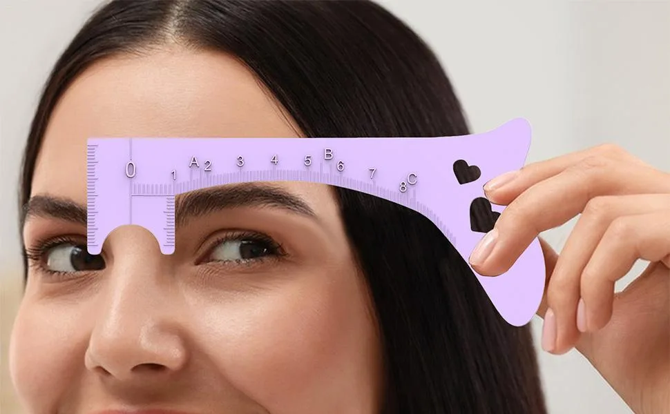 Eyebrow Measuring Tool - Eye Liner Guide for Eye Brows - Eyebrow Shaping Ruler Quick Eye Makeup Tool Reusable Eye Makeup Aid for Women Girls Purple - Eyebrow Ruler